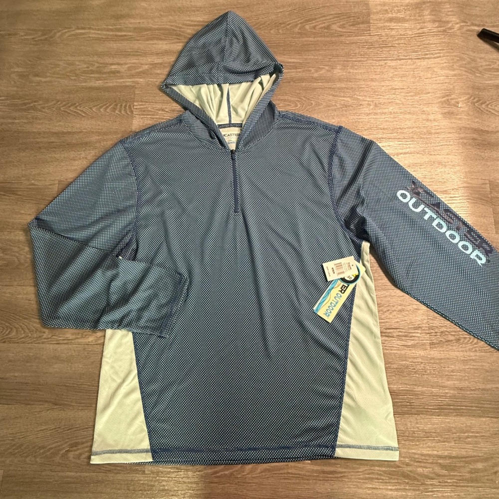 Xcaster Outdoor Mens XL Sun Hoodie Blue UPF 30‎ Quarter Zip XC135K269 NEW